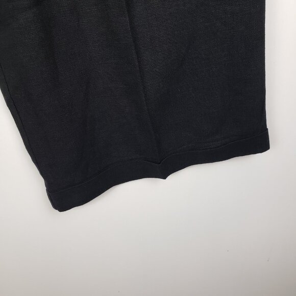 Free People Lyla Linen Trouser Pants Black Wide Leg Cuffed Womens Size 2 - Picture 5 of 10